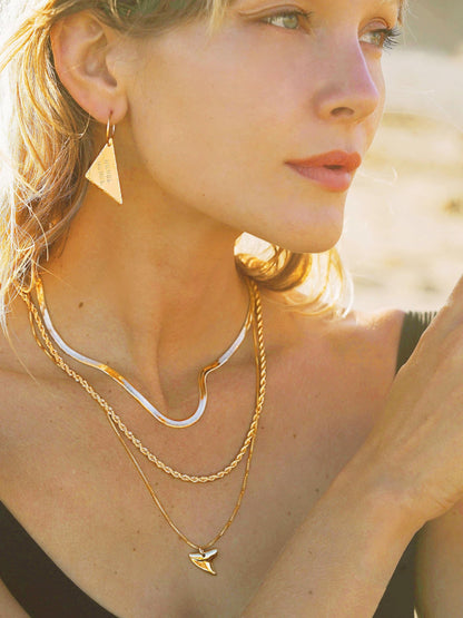 Aobei Pearl 18K Gold Plated Paperclip Chain Choker Satellite Chain Freshwater Cultured Biwa Pearl Pendant Necklace Dainty Turquoise Jewelry for Women