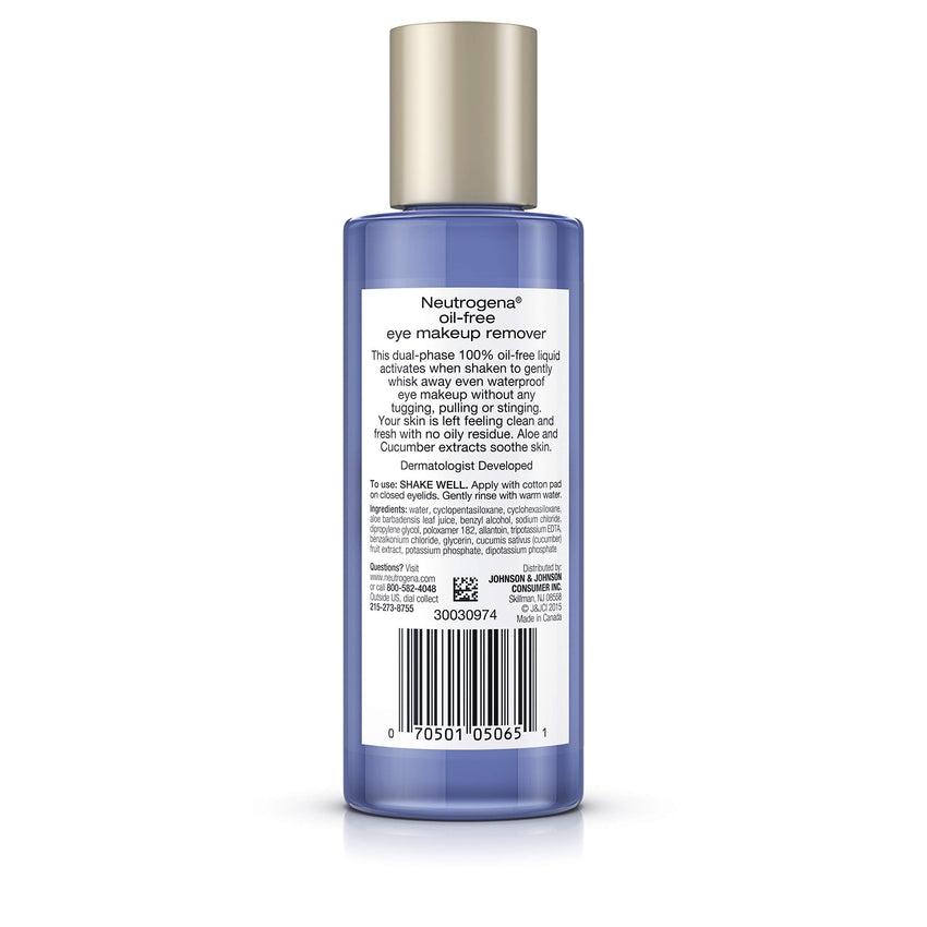 Neutrogena Gentle Oil-Free Eye Makeup Remover & Cleanser for Sensitive Eyes, Non-Greasy Makeup Remover, Waterproof Mascara Remover, Dermatologist & Ophthalmologist Tested, 8 fl. oz