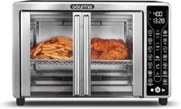Gourmia Toaster Oven Air Fryer Combo 17 cooking presets 1700W french door digital air fryer oven 24L capacity accessories, convection rack, baking pan tray recipe book GTF7460,Large,Black
