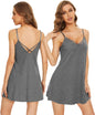 WiWi Cotton Lingerie for Women Sexy Full Slip Nightgown Lace Babydoll Chemise Mini Sleeveless Camisole Dress S-XXL