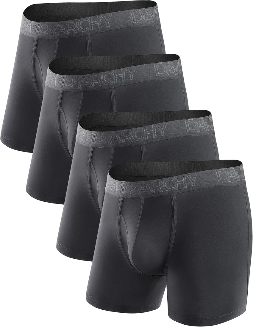 DAVID ARCHY Mens Underwear Boxer Briefs Breathable Soft Moisture-Wicking with Fly Underwear for Men Multipack