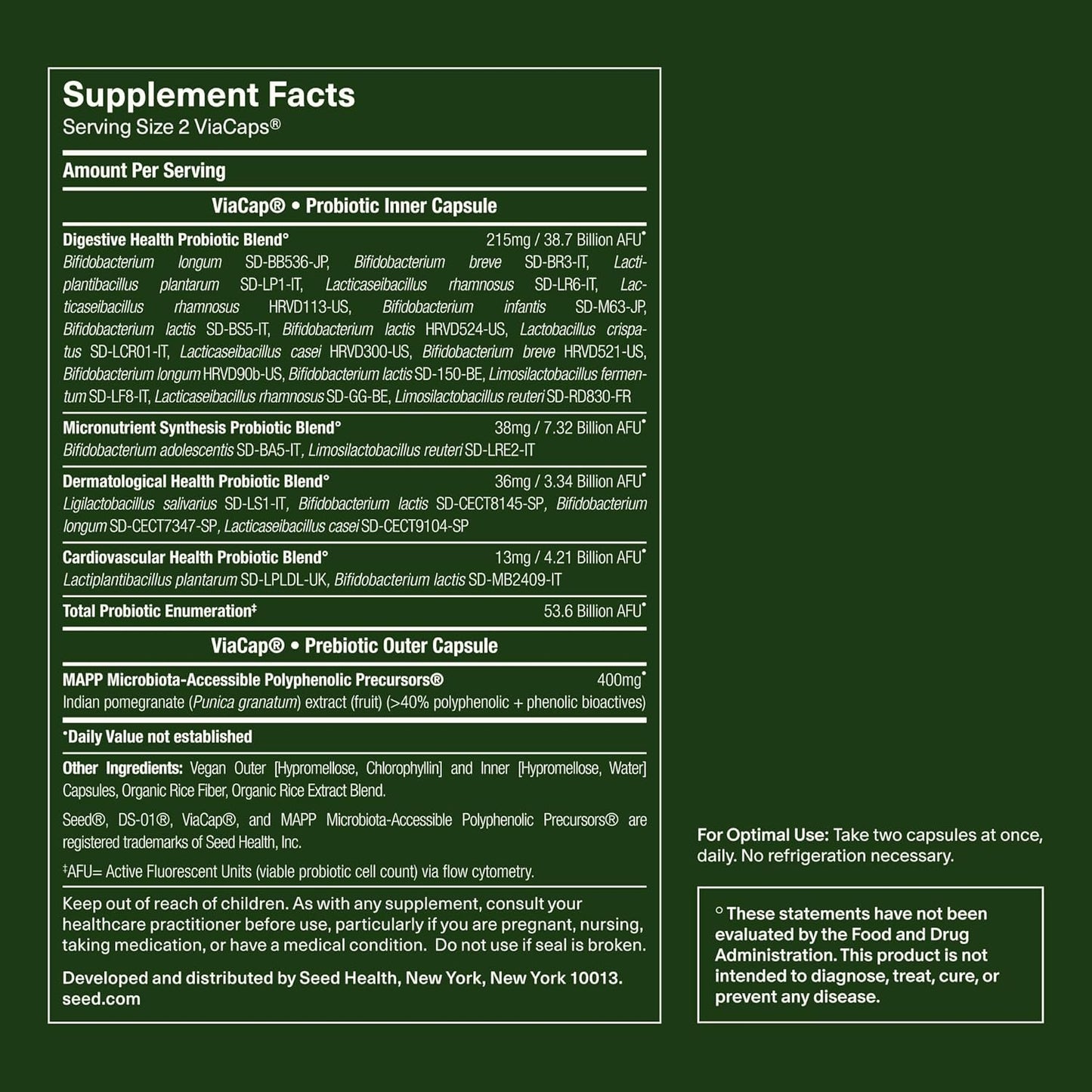 Seed DS-01 Daily Synbiotic - Prebiotic and Probiotic for Women & Men - Digestive Health, Gut Health, Immune Support, Bloating & Constipation Relief - Vegan & Shelf-Stable - 60 Capsules (30-Day Supply)