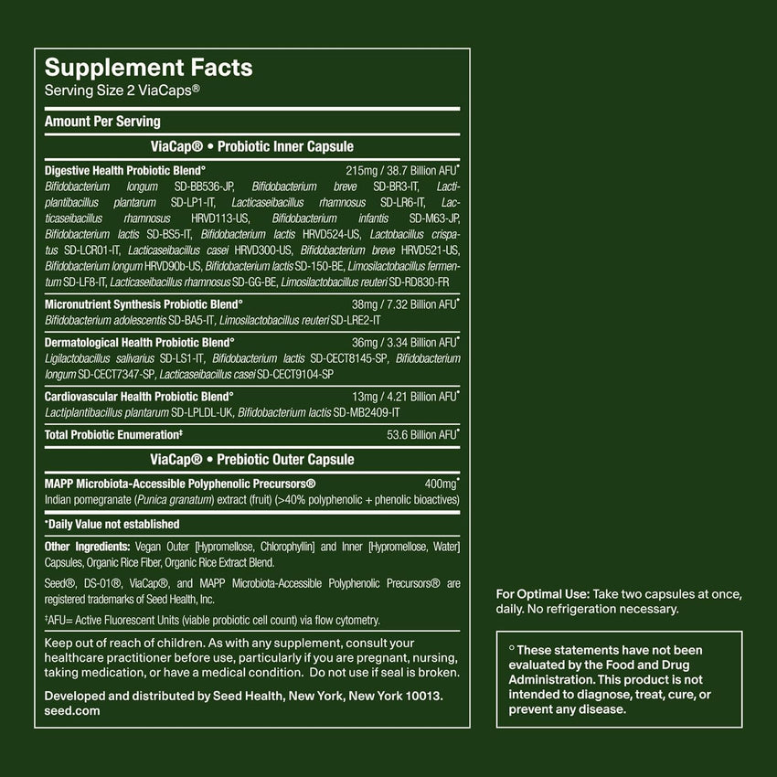 Seed DS-01 Daily Synbiotic - Prebiotic and Probiotic for Women & Men - Digestive Health, Gut Health, Immune Support, Bloating & Constipation Relief - Vegan & Shelf-Stable - 60 Capsules (30-Day Supply)