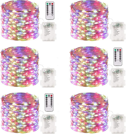 4 Pack 100 LED Fairy Lights Battery Operated with Remote, 33FT Waterproof Twinkle Lights with Timer & 8 Modes, Fairy String Light Outdoor Indoor for Bedroom Classroom DIY Christmas Decor (Warm White)