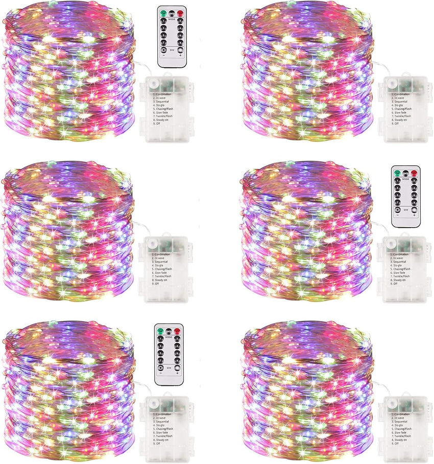 4 Pack 100 LED Fairy Lights Battery Operated with Remote, 33FT Waterproof Twinkle Lights with Timer & 8 Modes, Fairy String Light Outdoor Indoor for Bedroom Classroom DIY Christmas Decor (Warm White)
