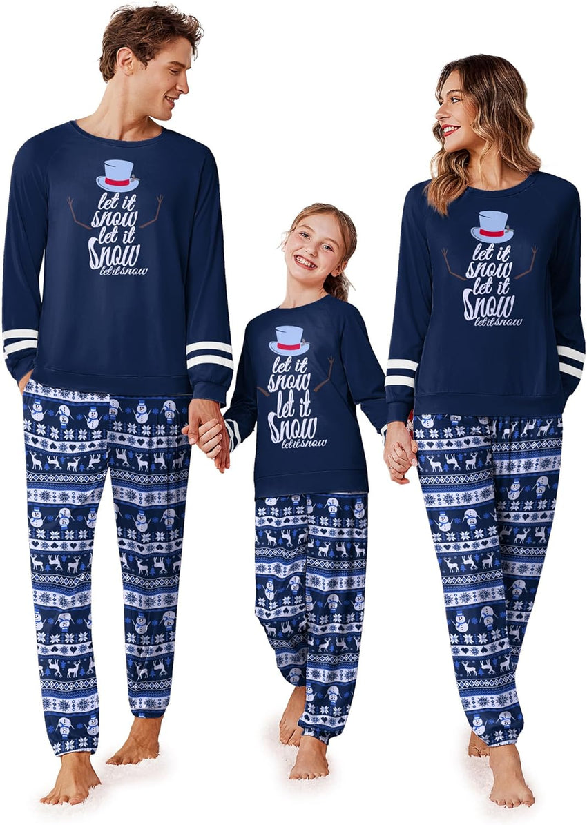 Ekouaer Family Christmas Pajamas Matching Sets Long Sleeve Couple Pjs Holiday Sleepwear Soft Loungewear with Pockets