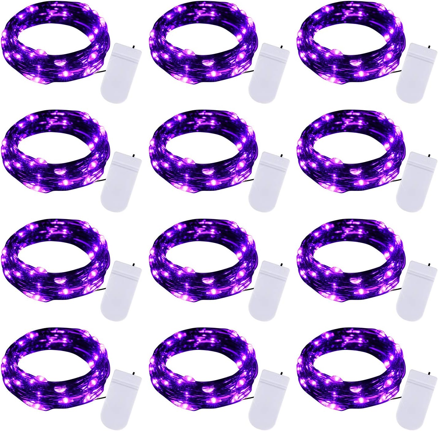 Brightown 12 Pack LED Fairy Lights Battery Operated String Lights - 7ft 20LED Waterproof Silver Wire Firefly Starry Moon Lights for DIY Crafts Wedding Table Centerpieces Party Bedroom Christmas