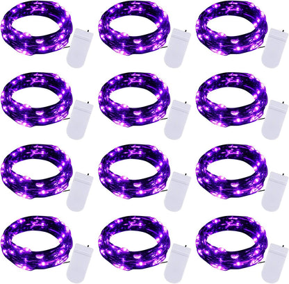 Brightown 12 Pack LED Fairy Lights Battery Operated String Lights - 7ft 20LED Waterproof Silver Wire Firefly Starry Moon Lights for DIY Crafts Wedding Table Centerpieces Party Bedroom Christmas