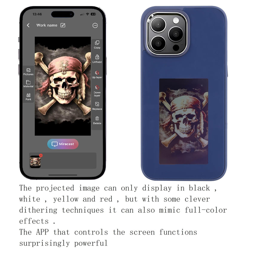 DIY E - Ink Phone Case for iPhone 15 Pro Max APP Operation Smart Photo Rear Projection Customiza Phone Case Instantly Display Photos On The Ink Screen Back Cover Personalize Your Phone case - 7DAY'S