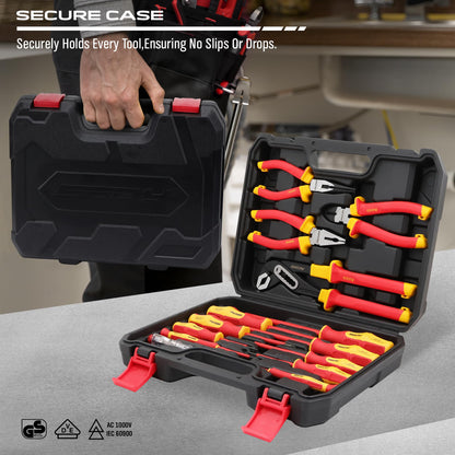 1000V Insulated Electrician Screwdriver Set - 13-Piece Professional Electrical Screwdriver Set Insulation Handle CRV Steel Magnetic Phillips Slotted Pozi Torx Tips VDE & GS Certified