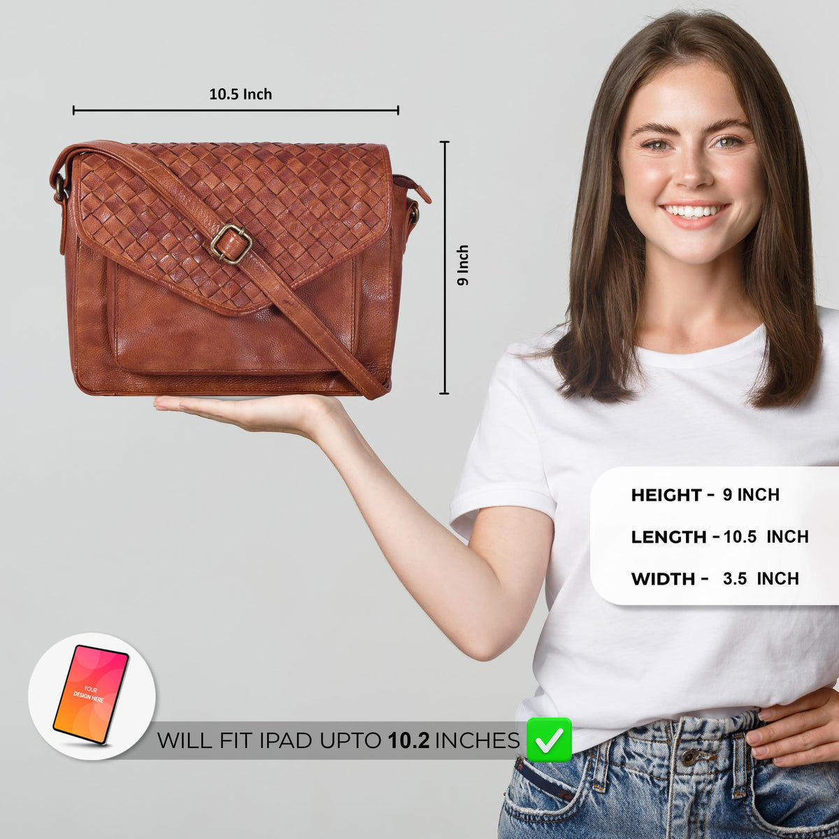 Leather Flapover Crossbody Handbag Purse for Women with Adjustable Strap & Overflap Snap Closure Tote/Bag