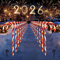 Christmas Decorations Outdoor, 10 Pcs Candy Cane Lights, 21'' Solar Pathway Lights with 8 Lighting Modes, Waterproof Garden Lights for Christmas Patio Yard Walkway Decorations