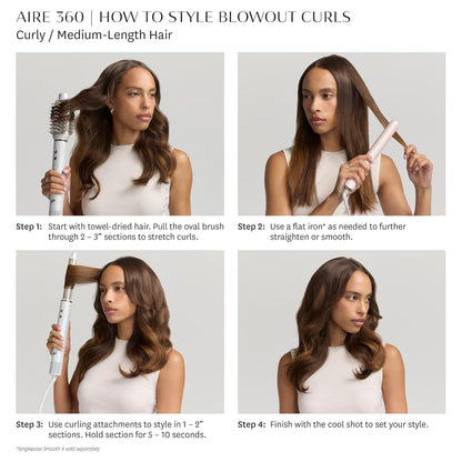 T3 Aire 360 Multi-Styler & Blowout System with Luxe Carrying Case, Rapid Drying Hair Dryer, Ceramic Curling Attachments, Oval Brush & Drying Concentrator | Blowouts & Long-Lasting Curls