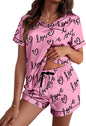 Ekouaer Silk Pajama for Women Short Sleeve Satin Pj Set Two Piece Soft Sleepwear Loungewear S-XXL
