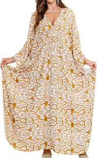 Women Kaftan Dresses Plus Size V-Neck Batwing Sleeves Beach Cover Up 2025 Summer Floral Print Caftan Dress