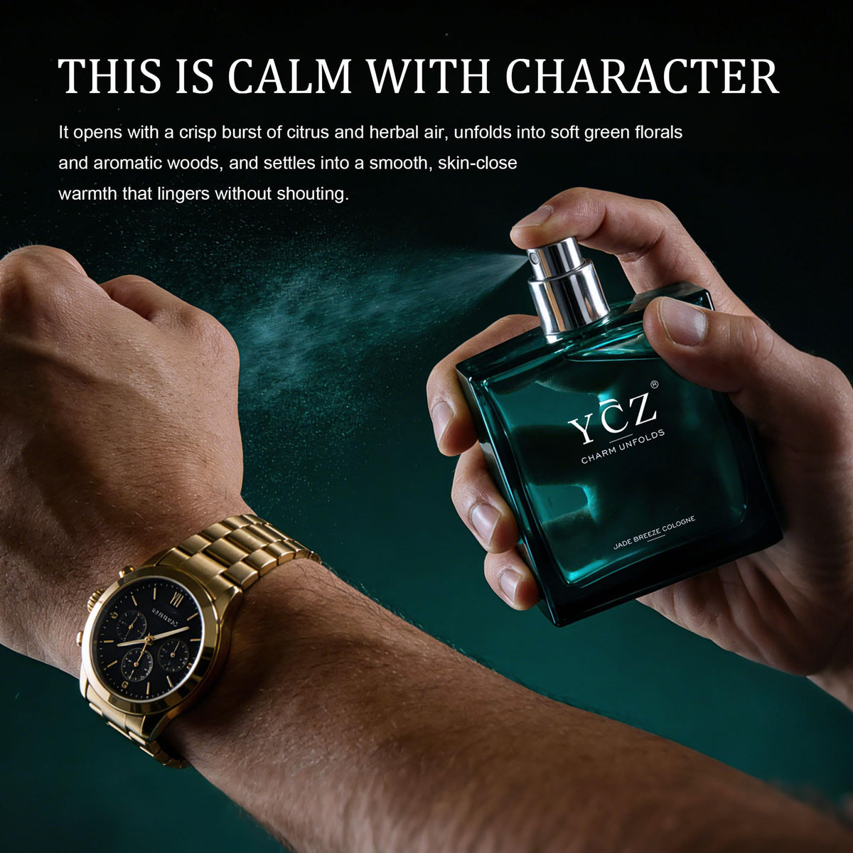 Ycz Midnight Marine Eau de Parfum for Men, 1.7 Fl Oz (50 mL), Long-Lasting Cologne, Fresh Marine & Woody Fragrance with Grapefruit, Ginger and Cedar Notes for Daily Wear, Date Night and Gifts