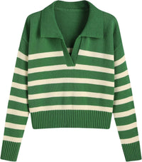 CIDER Women’s Polo Sweater Striped Collared Lightweight Long Sleeve V Neck Pullover Fall Sweater Tops 2025