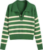 CIDER Women’s Polo Sweater Striped Collared Lightweight Long Sleeve V Neck Pullover Fall Sweater Tops 2025