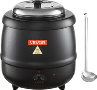 VEVOR Electric Soup Warmer, Dual 7.4QT Stainless Steel Round Pot 86~185°F Adjustable Temp, 1200W Commercial Bain Marie with Anti-Dry Burn and Reset Button, Soup Station for Restaurant, Buffet, Silver