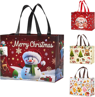 24 Pack Large Christmas Gift Bags 12.8"*6.7"*9.8", Reusable Non-Woven Jumbo Tote Bags with Handles For Christmas Surprise, Xmas Party Supplies Wrapping Shopping