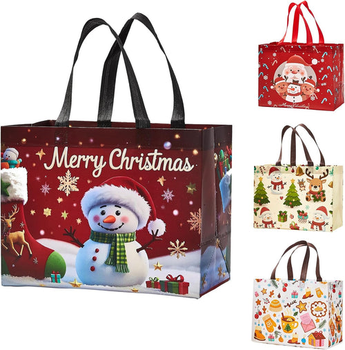 24 Pack Large Christmas Gift Bags 12.8"*6.7"*9.8", Reusable Non-Woven Jumbo Tote Bags with Handles For Christmas Surprise, Xmas Party Supplies Wrapping Shopping