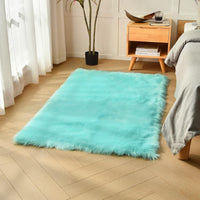 duduta Navy Blue Faux Sheepskin Throw Rug 2x3 ft, Fluffy Shag Fur Chair Cover Small Bedside Dorm Rug Non Slip Machine Washable