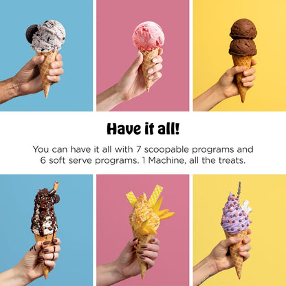Ninja CREAMi Scoop & Swirl Ice Cream and Soft Serve Maker, Sorbet, Milkshake, Frozen Yogurt, Low Calories Program & More, 13-in-1, Soft Serve Handle & (2) CREAMi 2-in-1 16oz Pints, NC701