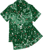Ekouaer Womens Silk Satin Pajama Sets Soft Short Sleeve Button Down Sleepwear Top and Shorts 2 Piece Pjs Lounge Set