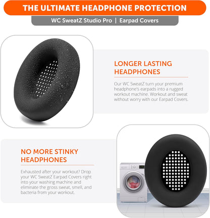 WC SweatZ Studio Pro - Patented Protective Silicone Earpad Covers for Beats Studio Pro Made by Wicked Cushions | Sweatproof & Easily Washable | Black