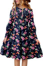 Yoklass Girls Smocked Dress Casual Puff Long Sleeve Ruffle Neck Dresses 4-13 Years