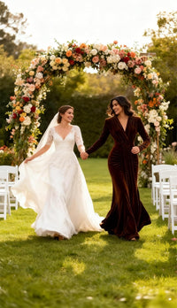 Long Sleeve Velvet Bridesmaid Dress with Tie 2026 V Neck Mermaid Maxi Formal Evening Dress AS010