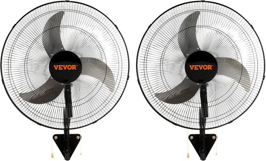 VEVOR 18 inch Wall Mount Fan Waterproof 2 Packs, 3 speed High Velocity 4000 CFM Industrial Wall Fan for Indoor, Commercial, Residential, Warehouse, Greenhouse, Workshop, Basement, Garage,Black