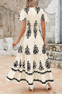 PRETTYGARDEN Womens 2025 Summer Casual V Neck Boho Maxi Dress Flowy Aline Bell Sleeve Tiered Floral Dresses with Pocket