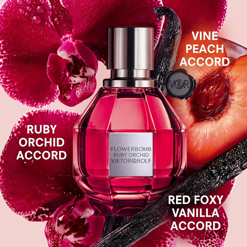 Viktor&Rolf - Flowerbomb Ruby Orchid Eau de Parfum - Women's Perfume - Floral & Fruity - With Notes of Vanilla & Peach