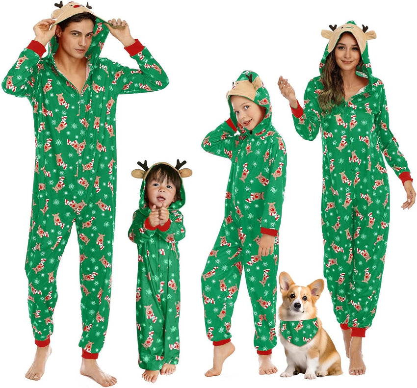 Adisputent Christmas Pajamas for Family Matching Cute Long Sleeve Couples Soft Sleepwear One Piece Funny Christmas Pjs Sets