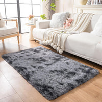 duduta Navy Blue Fluffy Plush Runner Rugs 2x6 ft Tie Dye Rectangle Shag Rug for Bedroom Dorm Living Room Kids Room, Machine Washable Anti-Slip