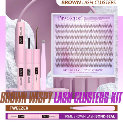 Pawotence Lash Extension Kit DIY 280pcs Lash Clusters Eyelash Extension Kit, 9-16mm 30D 40D Individual Lashes Kit with Lash Bond and Seal, Lash Tweezers for Self Use (30D&40D, 0.07D, 9-16mm, Kit)