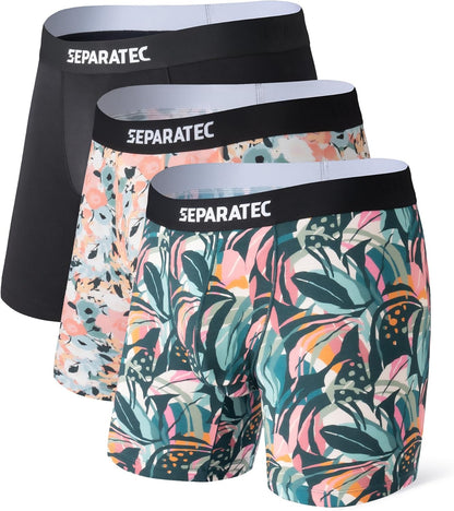 Separatec Mens Underwear with Pouch Moisture Wicking Dual Pouch Boxer Briefs Rayon From Bamboo Underwear Men, Halloween Theme