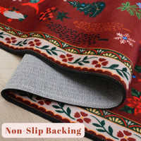 Rugcomf Christmas 3x5 Rug – Red Santa Claus Area Rug, Machine Washable Non-Slip Low Pile Holiday Carpet for Bedroom, Entryway, Bathroom, Kitchen, Bedside, Kids Room