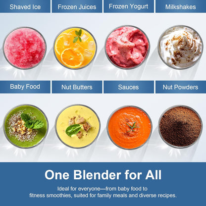 12-Piece Smoothie Blender Maker 25,000 RPM Personal Blender for Ice Crushing Smoothies & Frozen Drinks Nuts with 23oz, 32oz, 37oz Portable Cups Two 6-Leaf Stainless Steel Blades, Silver
