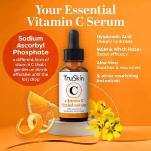 TruSkin Vitamin C Serum for Face – Anti Aging Face Serum with Hyaluronic Acid & Vitamin E – Brightening Formula for Improving Appearance of Dark Spots, Fine Lines & Wrinkles – All Skin Types, 2 Fl Oz