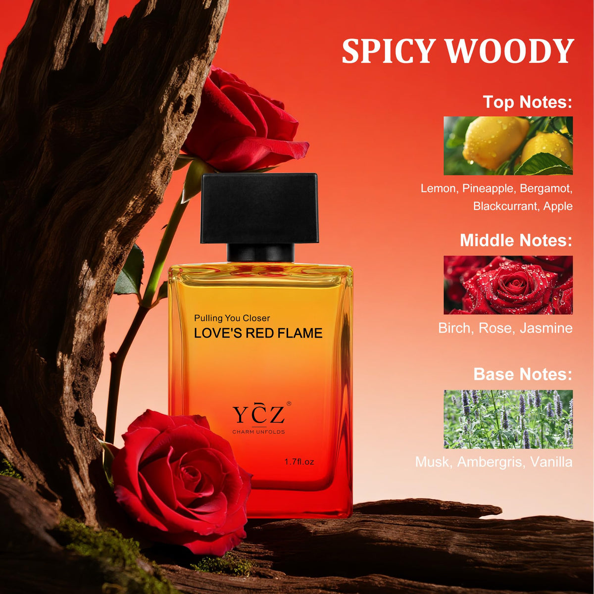 Ycz Midnight Marine Eau de Parfum for Men, 1.7 Fl Oz (50 mL), Long-Lasting Cologne, Fresh Marine & Woody Fragrance with Grapefruit, Ginger and Cedar Notes for Daily Wear, Date Night and Gifts