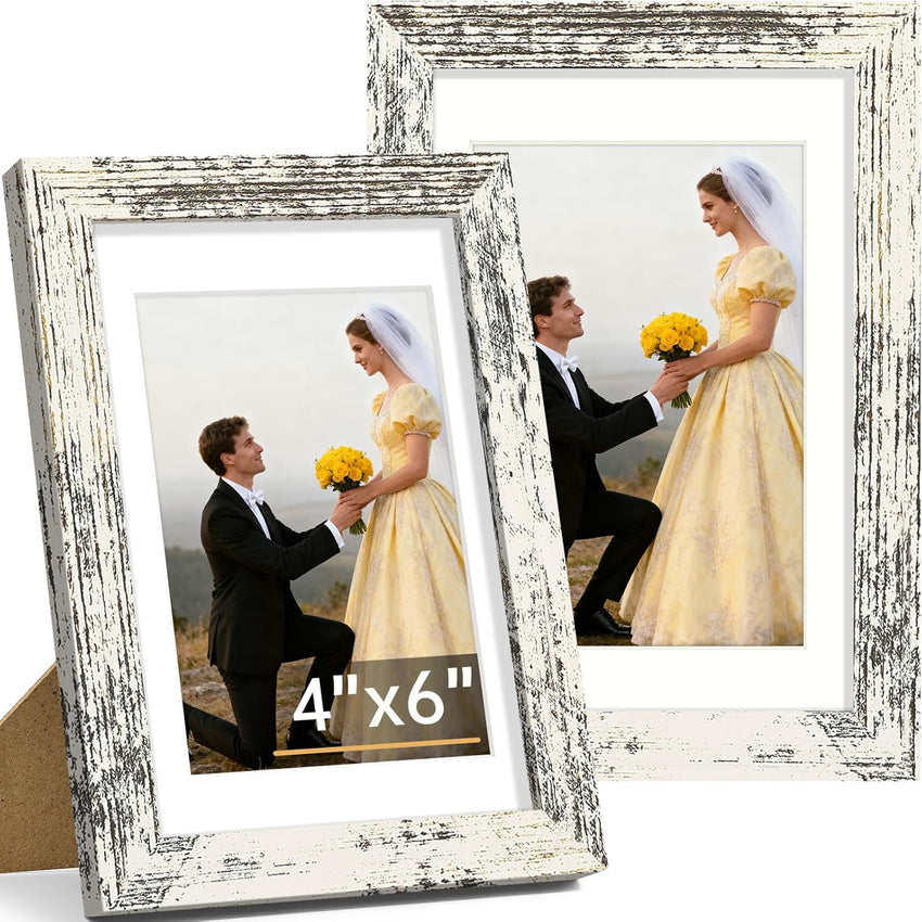 Vittanly 8x10 Picture Frame Set of 2, Solid Wood Frame for Wall or Tabletop, Display Photo 5x7 with Mat or 8x10 without Mat, Natural
