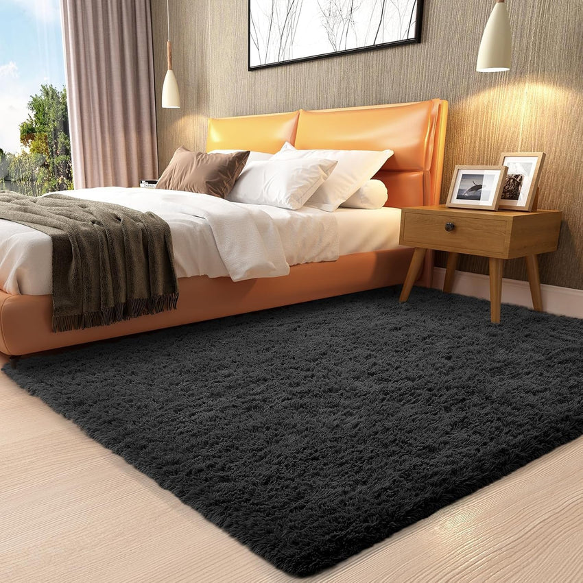 Ophanie Area Rugs for Living Room Bedroom, Upgrade Non-Slip Fluffy Soft Grey Shag Carpet, Indoor Floor Gray 4x6 Fuzzy Shaggy Living Room Plush Rug for Kids Home Dorm Decor Aesthetic