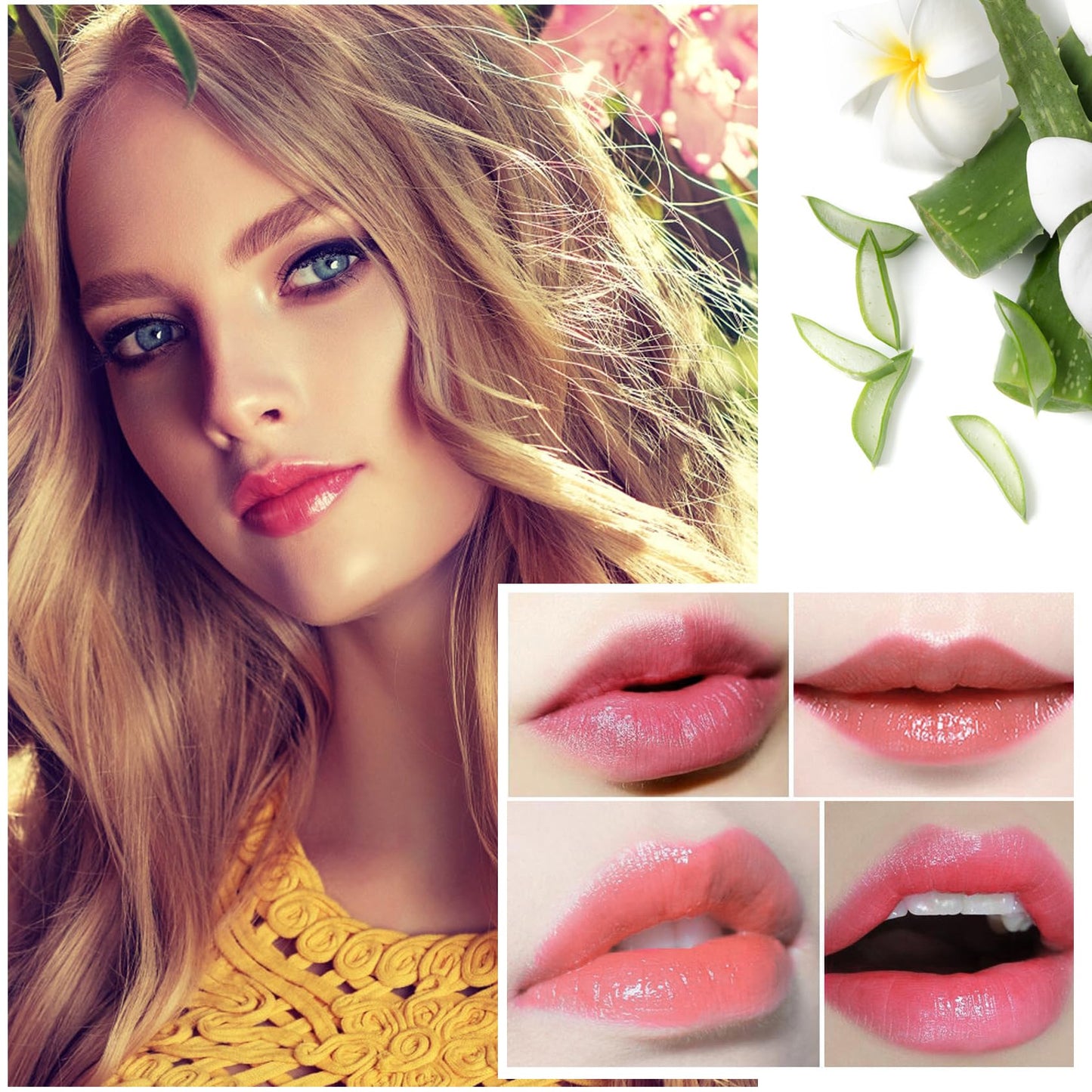 4 Pack Aloe Vera Lipstick,Long Wear Nourishing Lip stick,Waterproof Moisturizing Color Changing Lip Balm Lipstick,Lip Gloss,Magic Temp Color Change Matte Lip Gloss Makeup