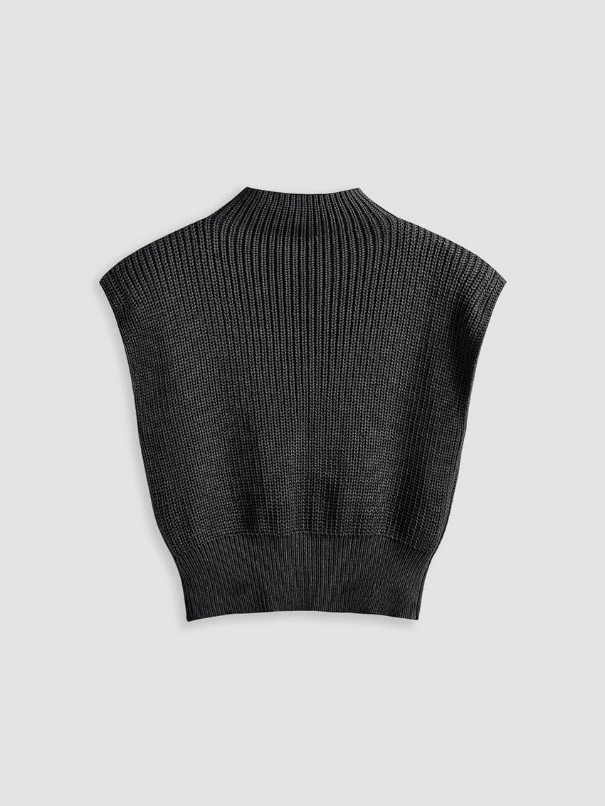 CIDER Women's Mock Neck Sleeveless Sweater Tops Cap Sleeve Sweater Vests Tank Tops