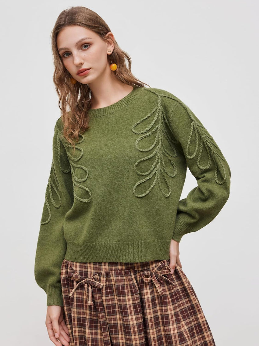 CIDER Women's Oversized Sweaters Long Sleeve Round Neck Tops Knit Pullover Sweater