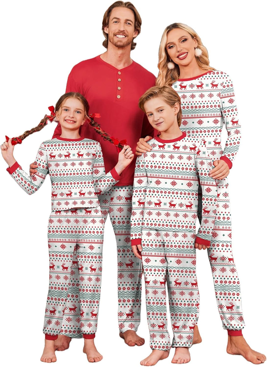 Ekouaer Family Christmas Pajamas Matching Sets Womens Mens Pjs Long Sleeve Sleepwear Holiday Lounge Sets