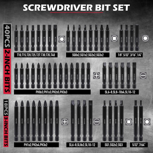 232-Piece Ultimate Screwdriver Bit Set, Cr-V Impact Driver Bit Set Includes Security Bits,Nut Driver, Ratchet Wrench and Bits Holder