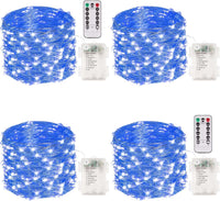 4 Pack 100 LED Fairy Lights Battery Operated with Remote, 33FT Waterproof Twinkle Lights with Timer & 8 Modes, Fairy String Light Outdoor Indoor for Bedroom Classroom DIY Christmas Decor (Warm White)